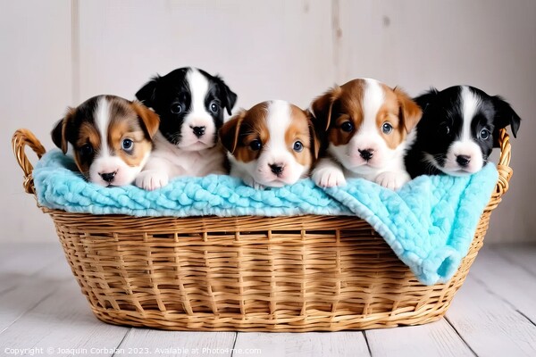 Tender puppies in a basket, an image that reaches  Picture Board by Joaquin Corbalan