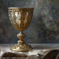 Buy canvas prints of Golden cup represents the Christian holy grail. by Joaquin Corbalan
