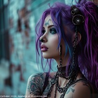 Buy canvas prints of A young girl, dressed in cyber punk style, posing  by Joaquin Corbalan