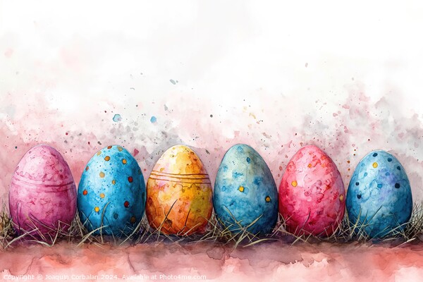 Watercolor drawing of pretty Easter eggs, on thick Picture Board by Joaquin Corbalan