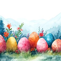 Buy canvas prints of Watercolor drawing of pretty Easter eggs, on thick by Joaquin Corbalan