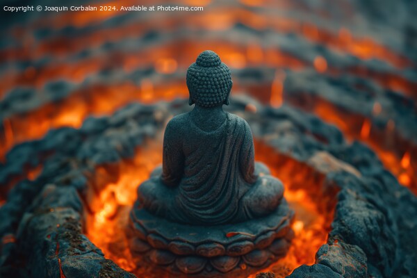 A small stone statue of a meditating Buddha decorates a Zen garden. Picture Board by Joaquin Corbalan
