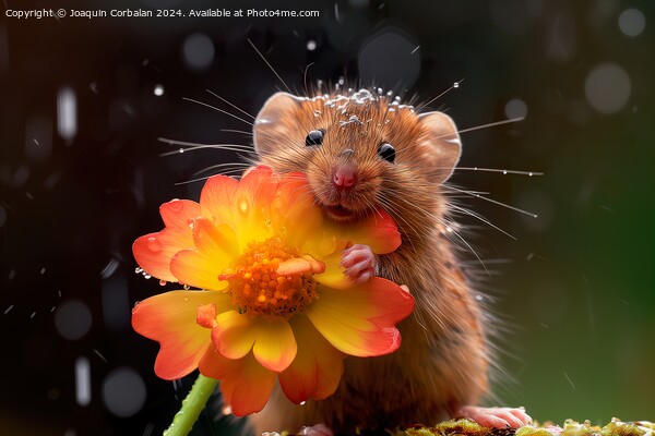 A little fat field mouse nibbles on a flower. Picture Board by Joaquin Corbalan