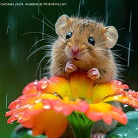 Buy canvas prints of A rodent, like a little mouse, on a flower cooling by Joaquin Corbalan