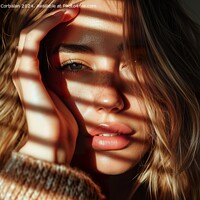 Buy canvas prints of Close-up of a beautiful young woman, in dim light, by Joaquin Corbalan