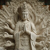 Buy canvas prints of Avalokitesvara sculpture in white marble. by Joaquin Corbalan