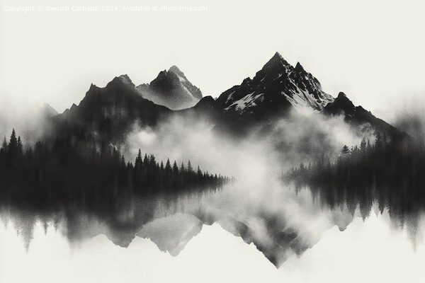 Ilustration of a mountain range in pencil, black a Picture Board by Joaquin Corbalan
