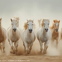 Buy canvas prints of Several Arabian horses ride fast on the desert san by Joaquin Corbalan