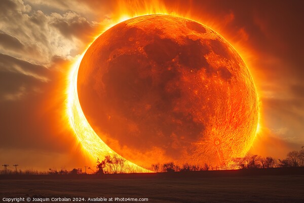 A spectacular lunar eclipse, the sun hides behind the giant moon. Picture Board by Joaquin Corbalan