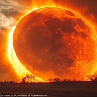 Buy canvas prints of A spectacular lunar eclipse, the sun hides behind the giant moon. by Joaquin Corbalan