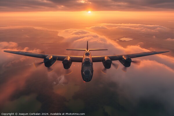 Avro Lancaster type heavy bomber, flying over the  Picture Board by Joaquin Corbalan