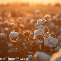 Buy canvas prints of Panoramic of a cotton field at sunset. by Joaquin Corbalan