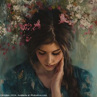 Buy canvas prints of A painting depicting a woman with flowers adorning by Joaquin Corbalan