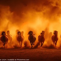 Buy canvas prints of A dynamic image capturing a group of horses gallop by Joaquin Corbalan