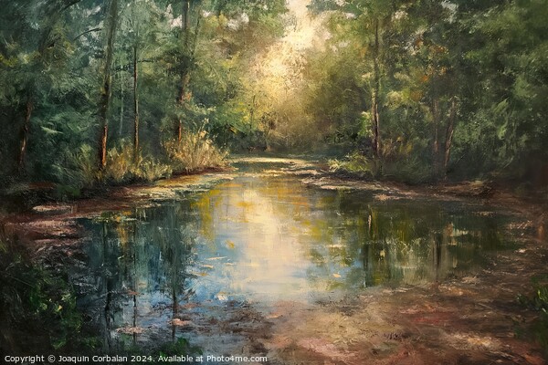 In this captivating painting, a tranquil river win Picture Board by Joaquin Corbalan