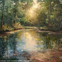 Buy canvas prints of In this captivating painting, a tranquil river win by Joaquin Corbalan