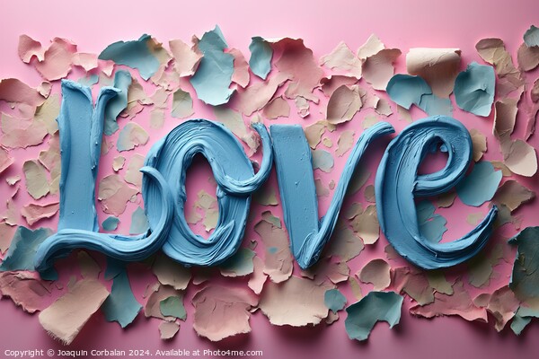 A photo of the word "love" spelled with blue paint Picture Board by Joaquin Corbalan