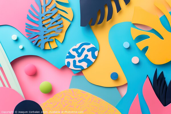 A close up of a wall covered in vibrant paper cutouts. Picture Board by Joaquin Corbalan