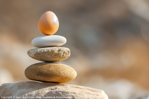 A photograph showcasing a stack of rocks with a ca Picture Board by Joaquin Corbalan