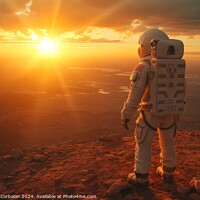 Buy canvas prints of An intrepid astronaut stands triumphantly atop a m by Joaquin Corbalan
