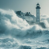 Buy canvas prints of A solitary lighthouse stands tall amidst the crash by Joaquin Corbalan