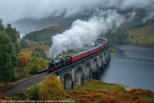 Jacobite Express steam train crossing the Glenfinn Picture Board by Joaquin Corbalan