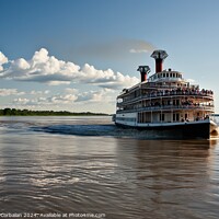 Buy canvas prints of A sizable boat navigates Mississippi down a river  by Joaquin Corbalan