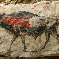 Buy canvas prints of An artistic cave painting of a bull standing proud by Joaquin Corbalan