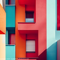 Buy canvas prints of A vibrant building featuring various colors, numer by Joaquin Corbalan