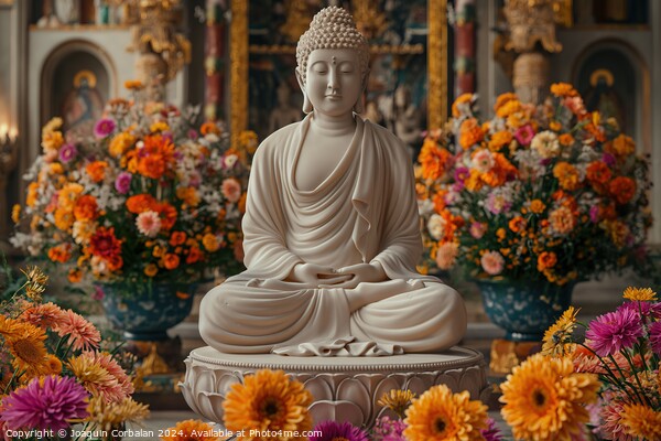 A Buddha statue is placed in the center of a room, Picture Board by Joaquin Corbalan