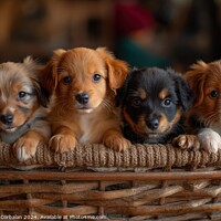 Buy canvas prints of A collection of adorable puppies sitting together  by Joaquin Corbalan