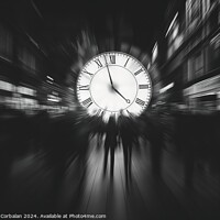 Buy canvas prints of A black and white photograph showcasing a vintage clock with intricate details. by Joaquin Corbalan