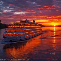 Buy canvas prints of A sizeable cruise ship gracefully sails across a vast body of water, showcasing the magnificent vessel and its movement. by Joaquin Corbalan