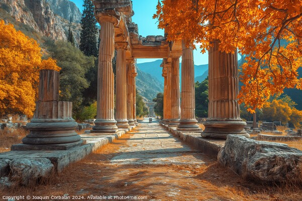 Colonnade of an ancient Greek temple in a private Mediterranean villa. Picture Board by Joaquin Corbalan