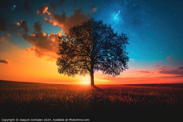 A solitary tree stands in the center of an open field, untouched by any surrounding elements. Picture Board by Joaquin Corbalan