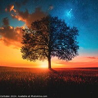 Buy canvas prints of A solitary tree stands in the center of an open field, untouched by any surrounding elements. by Joaquin Corbalan