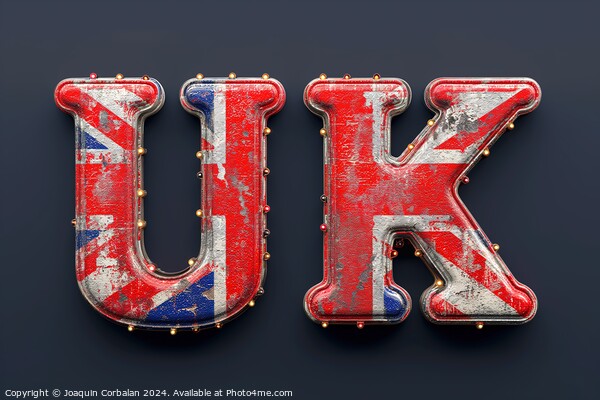 A stunning photo showcasing the letter UK painted with the vibrant colors of the British flag. Picture Board by Joaquin Corbalan