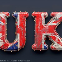 Buy canvas prints of A stunning photo showcasing the letter UK painted with the vibrant colors of the British flag. by Joaquin Corbalan