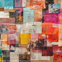 Buy canvas prints of A captivating piece of art displayed on a wall, featuring a transformative collage of harmoniously blended papers, exuding vibrancy and creativity. by Joaquin Corbalan