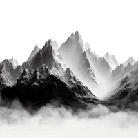 Buy canvas prints of Ilustration of a mountain range in pencil, black and white background. by Joaquin Corbalan