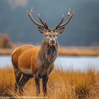 Buy canvas prints of Red deer shows off its antlers on the Scottish moors. by Joaquin Corbalan