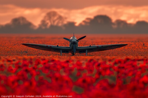 A small airplane sits among a vibrant field of red flowers. Picture Board by Joaquin Corbalan