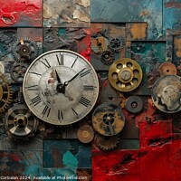 Buy canvas prints of A close-up photo capturing the intricate details and composition of a clock mounted on the side of a wall. by Joaquin Corbalan