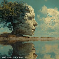 Buy canvas prints of surrealistic painting featuring a tree and a mans face. The artwork showcases elements of intimacy and stillness, creating a raw and unconventional visual experience by Joaquin Corbalan