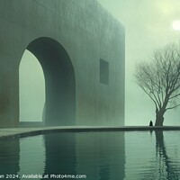 Buy canvas prints of A stark lone tree stands in the center of a serene pool, creating an image that combines raw surrealism with a sense of intimacy and stillness. by Joaquin Corbalan