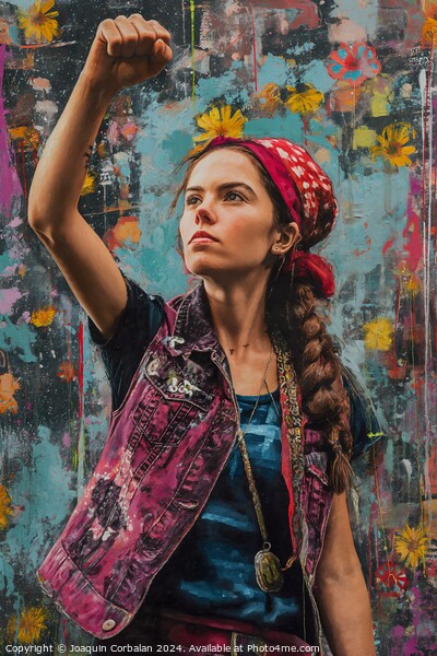 a painting of a woman proudly wearing a bandana. The image depicts a symbol of strength and empowerment within the context of the spring feminism Picture Board by Joaquin Corbalan