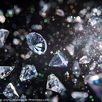 Buy canvas prints of A multitude of sparkling diamonds are seen flying through the air, catching the light and shimmering brightly as they move. by Joaquin Corbalan