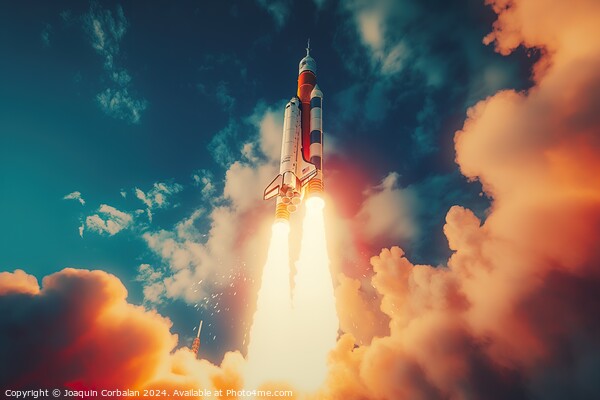 A rocket is launching into the sky from a space shuttle. Picture Board by Joaquin Corbalan