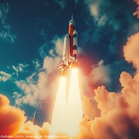 Buy canvas prints of A rocket is launching into the sky from a space shuttle. by Joaquin Corbalan