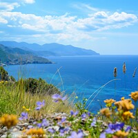 Buy canvas prints of A scenic view of the ocean from a cliff on a Greek island. by Joaquin Corbalan